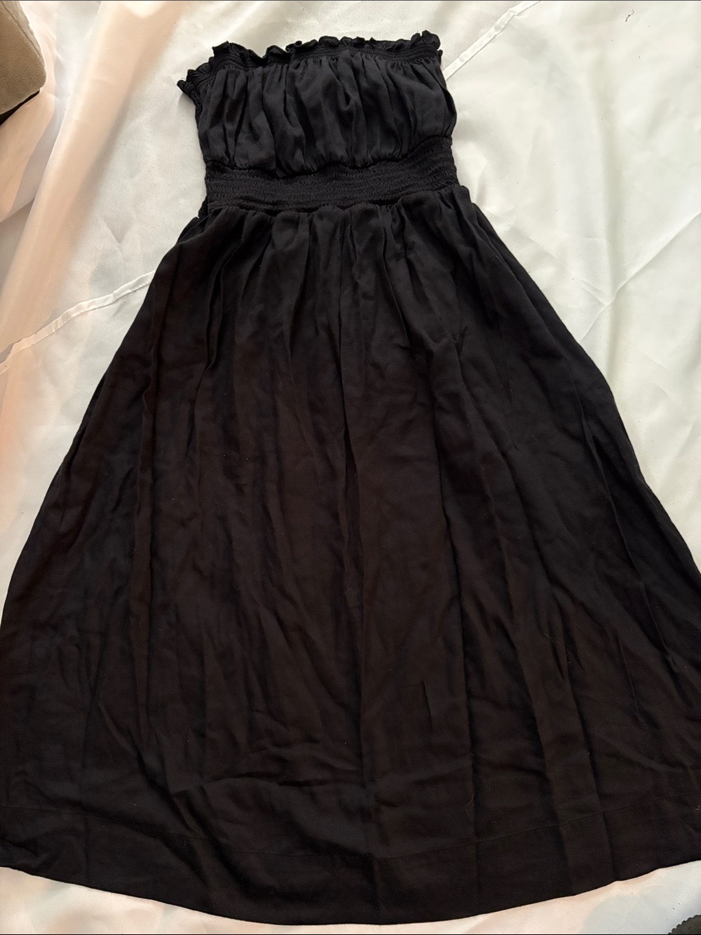 Free People Women's Black Strapless Smocked Waist Dress 4